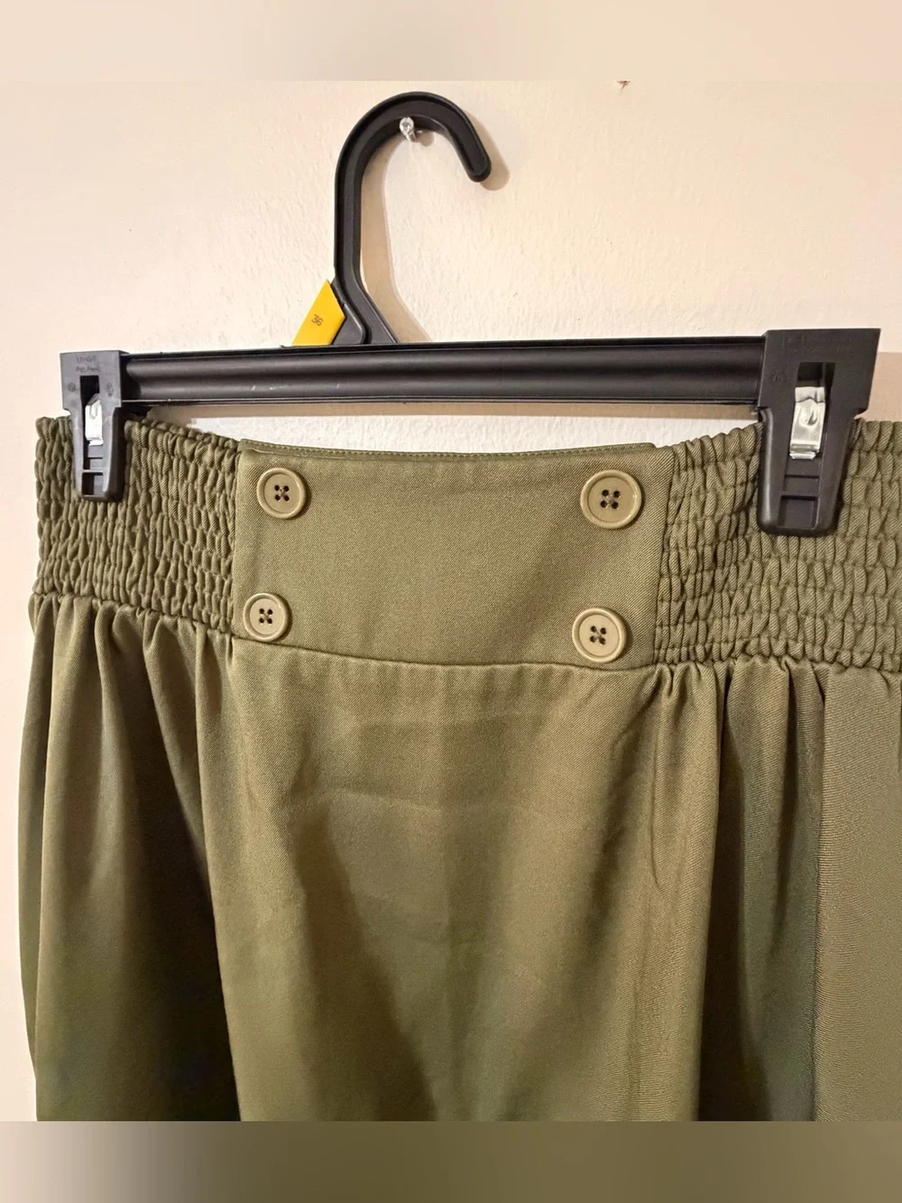 bolle Olive Green Tiered Maxi Skirt with Button Detail